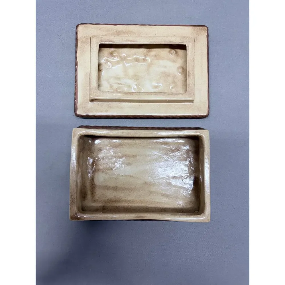 Vintage 1981 Hershey Molds Ceramic Trinket Box 3D Cowboy Horse Western Lidded